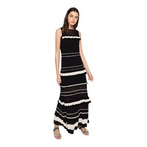 Women’s Twinset Black/Beige Knit Sheer Maxi Dress - S